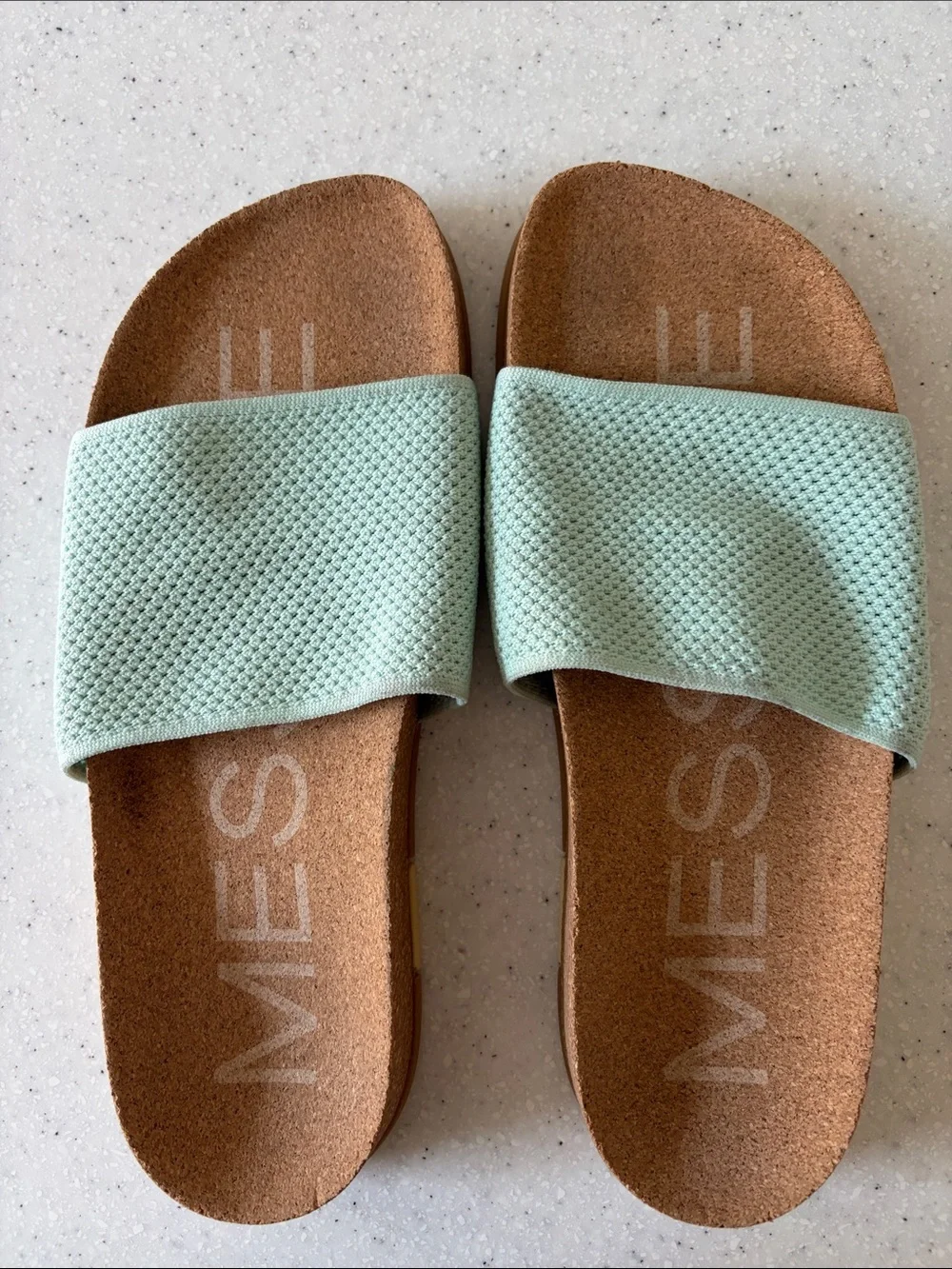 Garage Mint-Blue Textured Slide Sandals